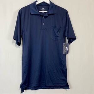 Ultra Club Men’s Cool & Dry Short Sleeve Front Pocket Polo Navy Blue Size S NWT